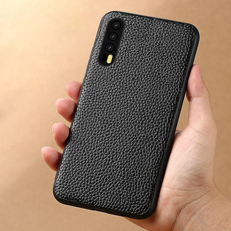 Чехол из натуральной кожи для телефона Huawei P20 Pro чехол с текстурой личи задняя