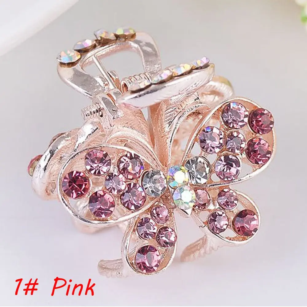 1 Pink 1 шт. хрустальные украшения бабочки заколки для волос металлические заколки для волос аксессуары для укладки волос инструменты ювелирные изделия - Цвет: 1 Pink