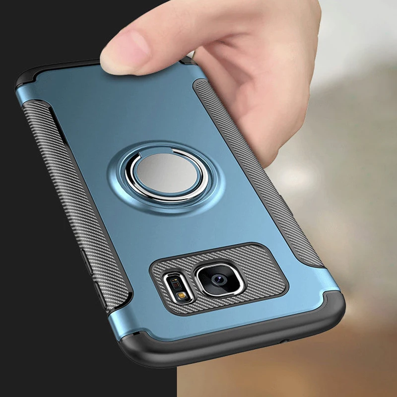 Роскошные Чехлы с магнитным кольцом-держателем для телефонов Samsung Galaxy S10 S10e S9 S8 Plus