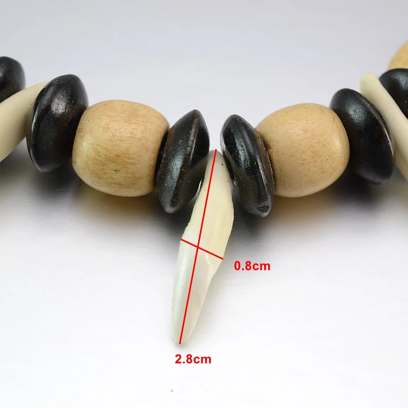 Деревянная цепочка с бусинами ручной работы кремово коричневый этнический