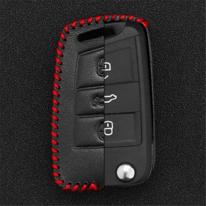 Автомобильный кожаный чехол для ключей Volkswagen Golf 7 MK7 Tiguan Touran 2017 Skoda Octavia A7 RS Seat Leon