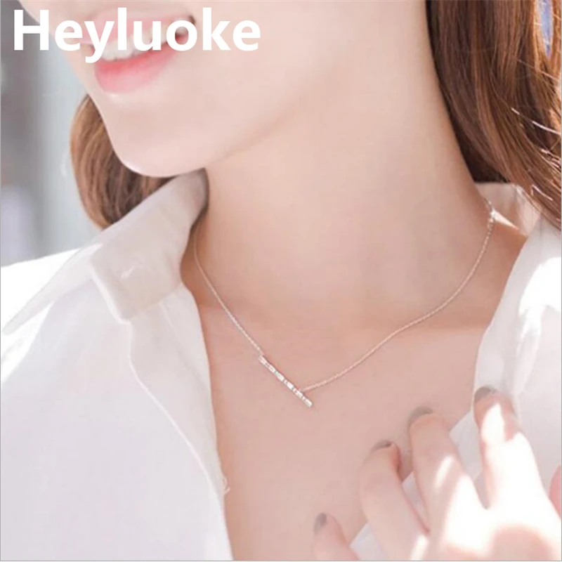 HEYLUOKE Новая коллекция 100% бамбуковых кулонов с фианитами в форме бар модные