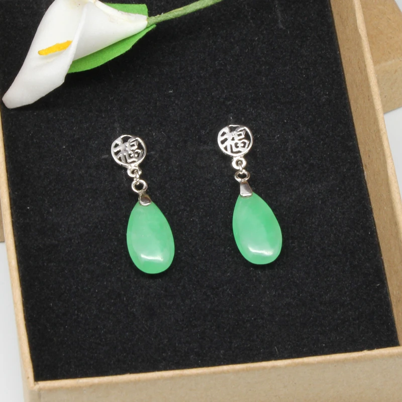 Женские серьги-подвески зеленого цвета из серебра 925 пробы | Украшения и