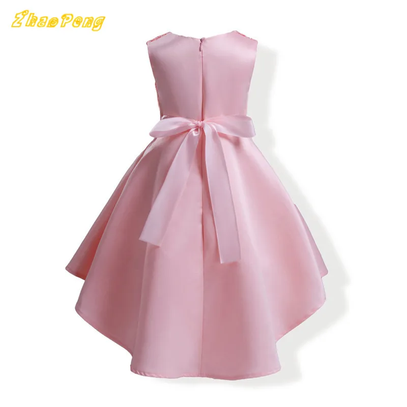 Детское кружевное платье подружки невесты с цветами и галстуком-бабочкой для