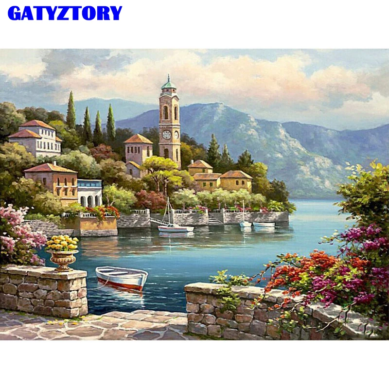 

Frameless Seascape DIY Digital Painting By Numbers Modern Picture Wall Art Canvas Painting Unique Gift For Home Decor 40x50cm