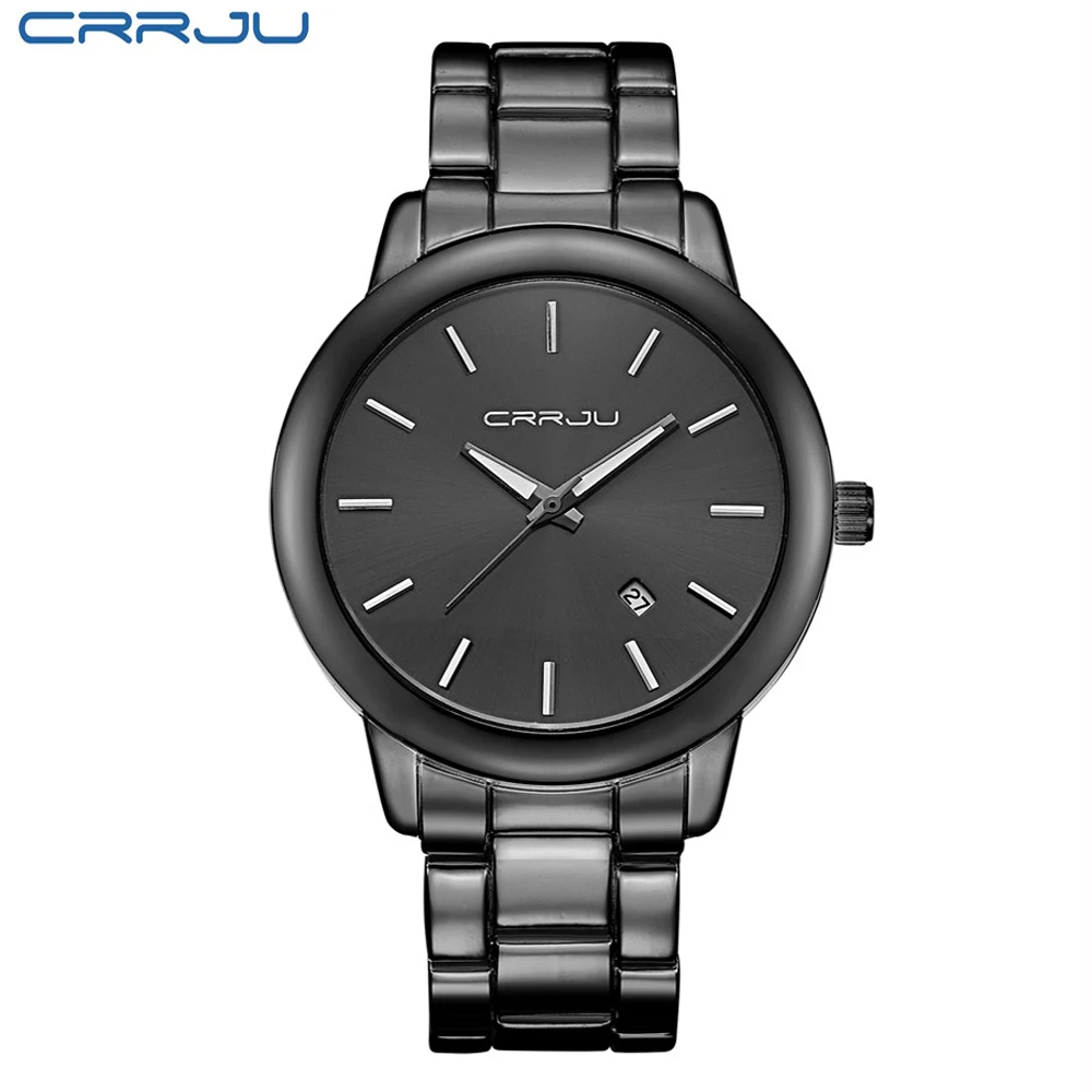 Luxury Brand CRRJU Quartz Watch Men Stainless Steel Business watch 30M waterproof Casual Sport relogio masculino Clock | Наручные часы