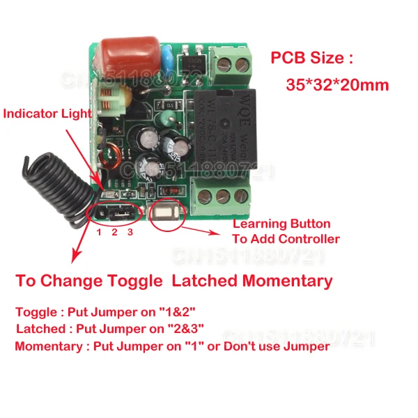 Беспроводной Радиоуправляемый выключатель мини-светильник 220 В 1CH для лампы