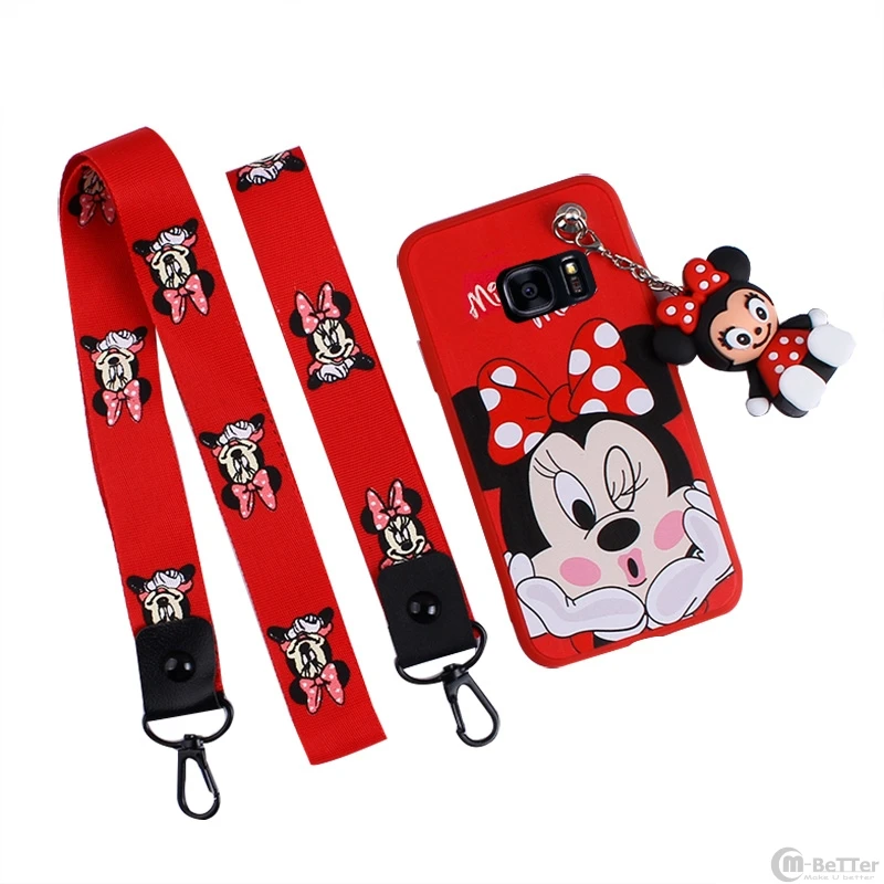 For Samsung Note 8 case cute mouse phone cover Galaxy S6/S7 edge cartoon animal note 5 couple shell + strap toy holder |