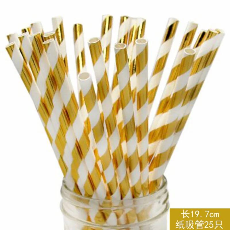 8pcs Gold Foil Pink Striped Disposable Tableware Set Birthday Party Decorations Kids Supplies Paper Plates Cake Dish | Дом и сад