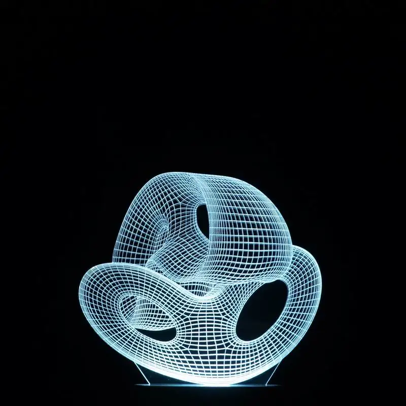 Уникальный 3D Аннотация LED иллюзия Лампа с красочными Изменение светодиодный USB