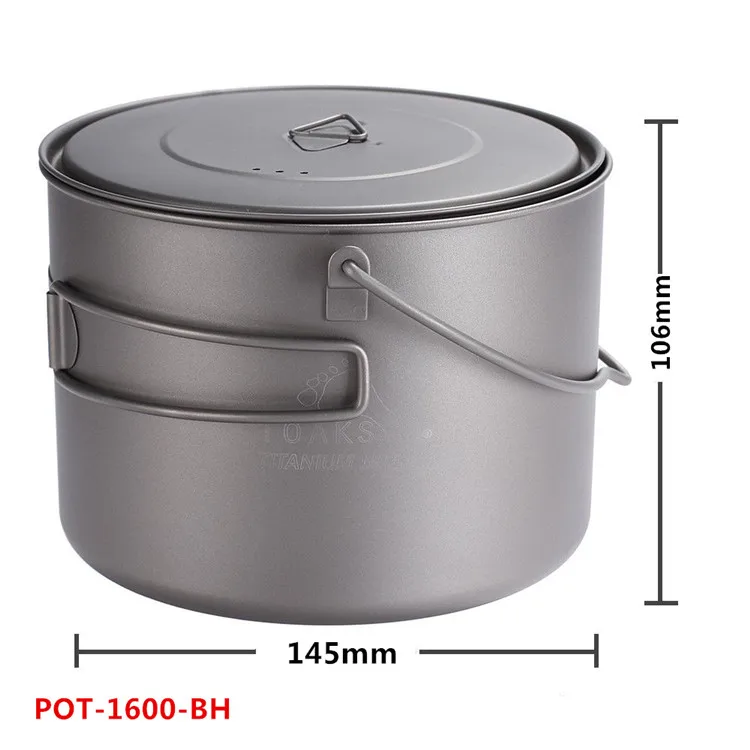 POT-1600-BH TOAKS титановый горшок с ручкой под поручень, облегченное оборудование для кемпинга 750 мл, 1100 мл, 1300 мл, 1600 мл, 2000 мл - Цвет: POT-1600-BH