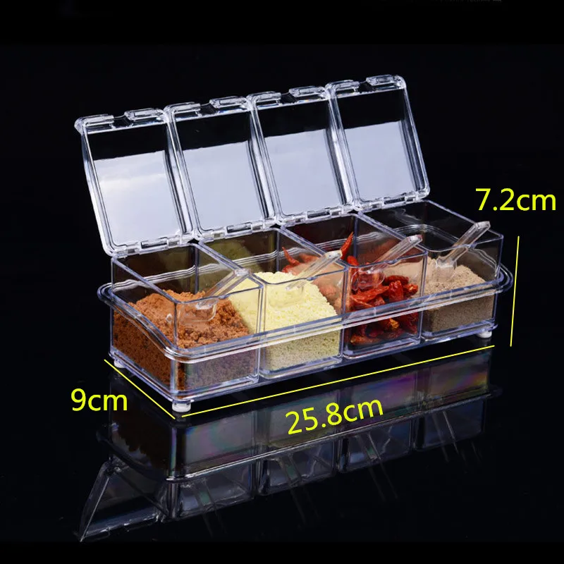 Контейнер для соли сахара перца специй 4 коробки|spice container|condiment rackssalt box |