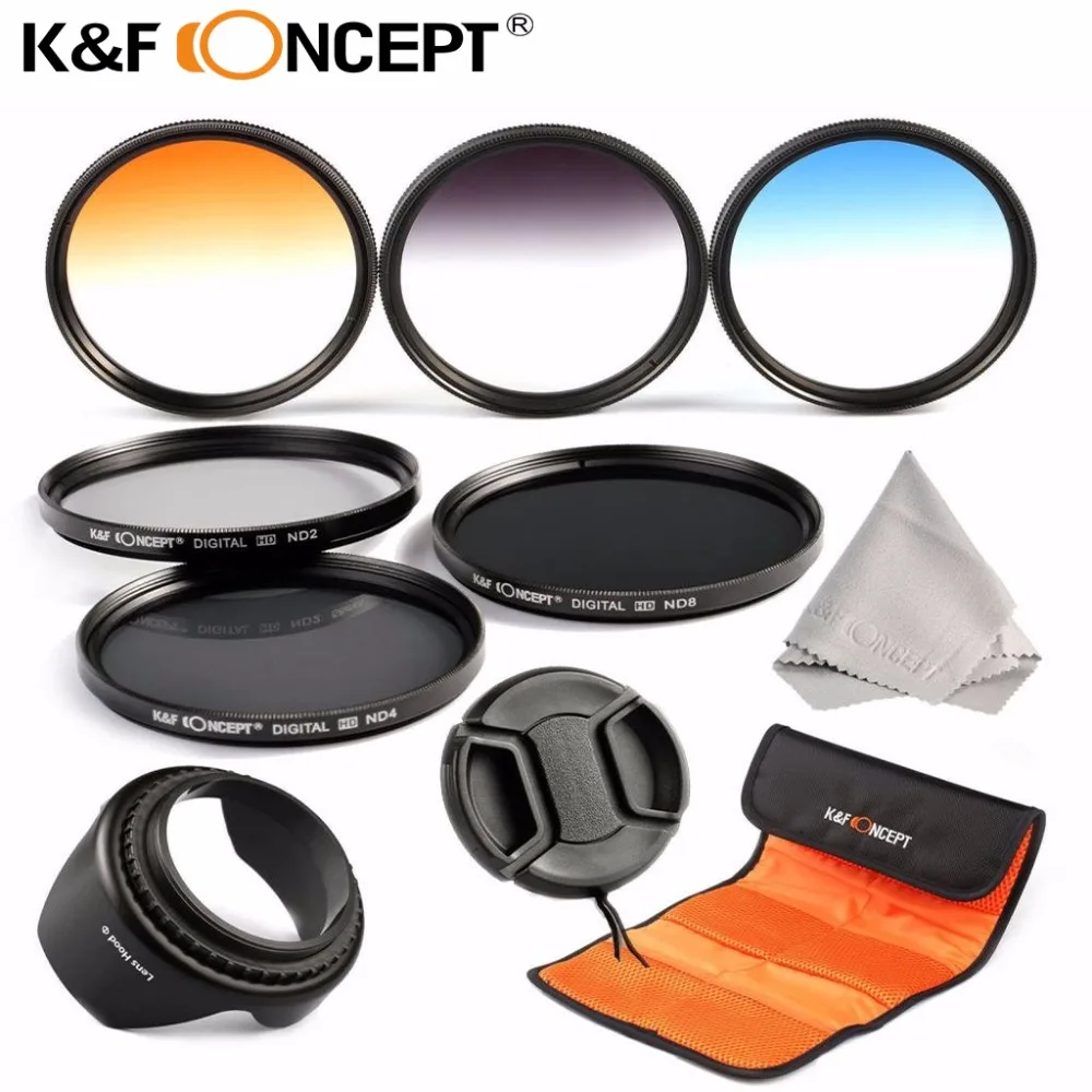 K & F CONCEPT 52 мм/58 мм нейтральная плотность ND2 ND4 ND8 3 шт. набор фильтров +