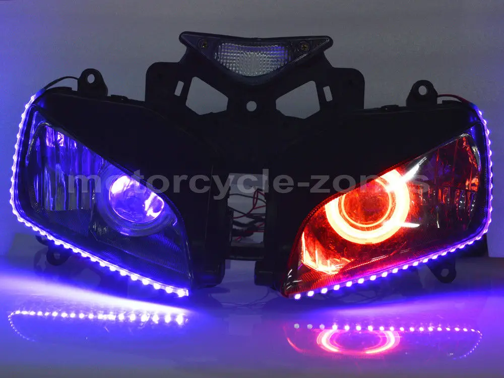 Синий ангельский глаз HID фара проектора красный демон в сборе для Honda CBR 1000 RR 2004-2007 |