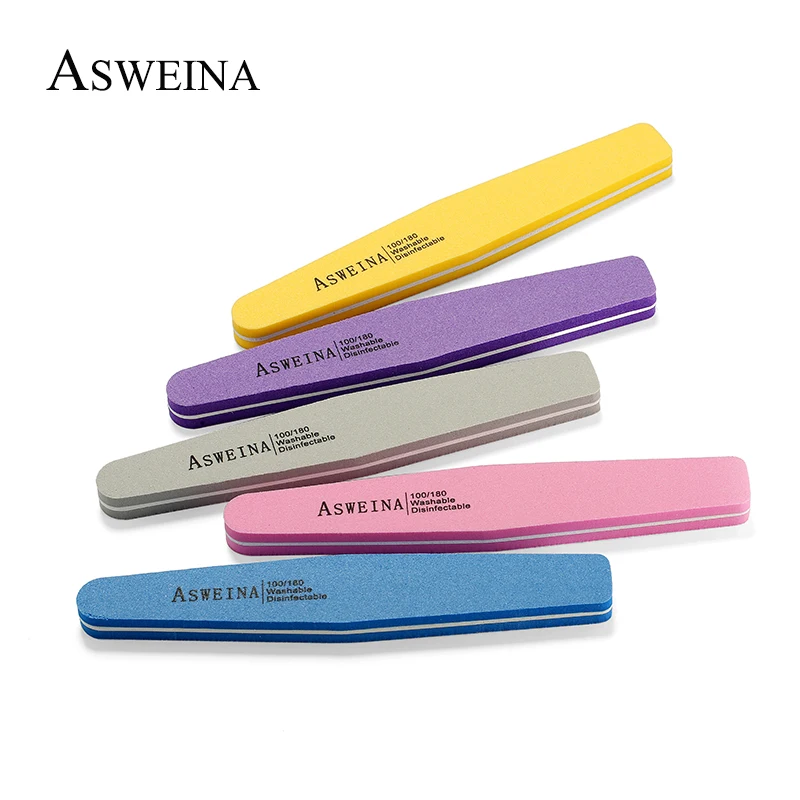 ASWEINA 10 шт./лот Двусторонняя пилка для ногтей буферная 100/180 абразивная полировка тонкие инструменты для дизайна ногтей моющаяся полировка Шлифовальная Пилка губка