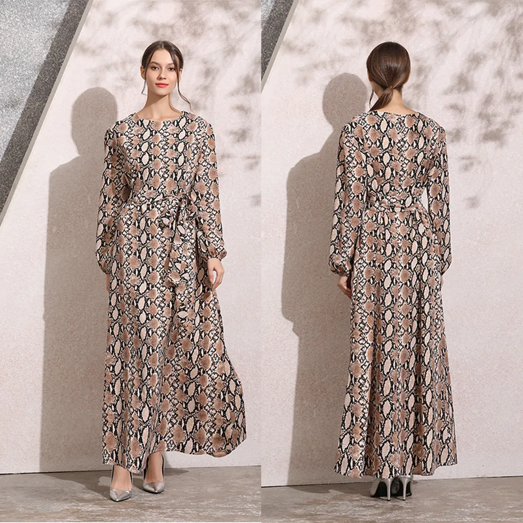 Платье макси в стиле Abaya мусульманское длинное платье с рукавом колокольчиком и