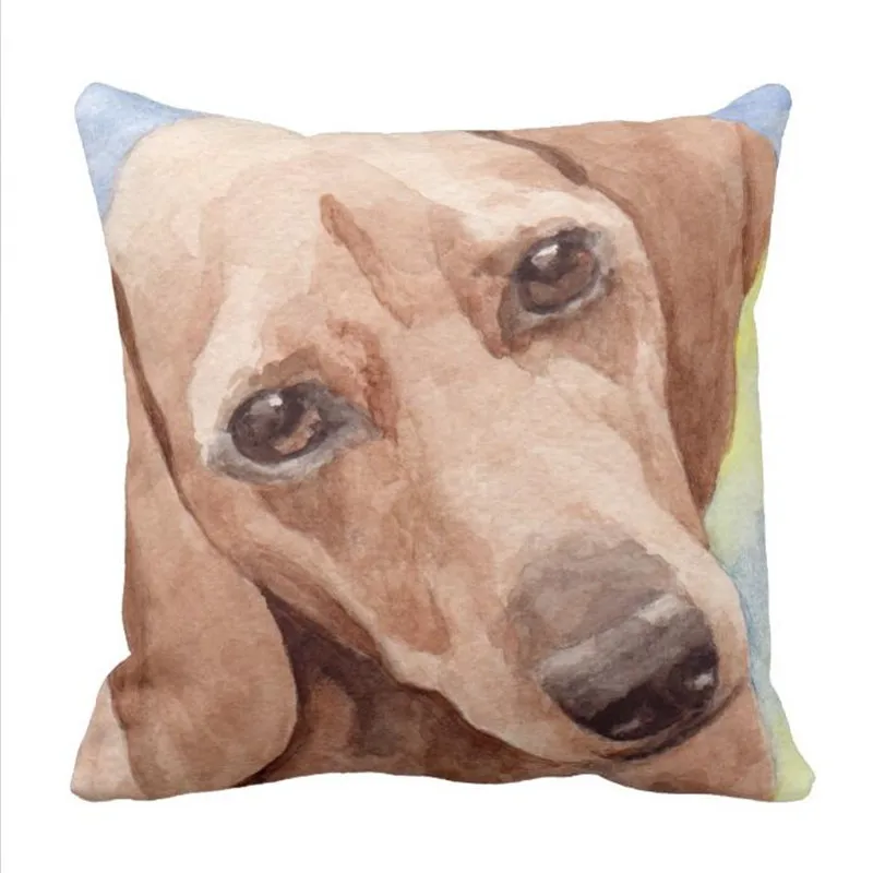 Розовый такса Винер собака на серый наволочка | Дом и сад