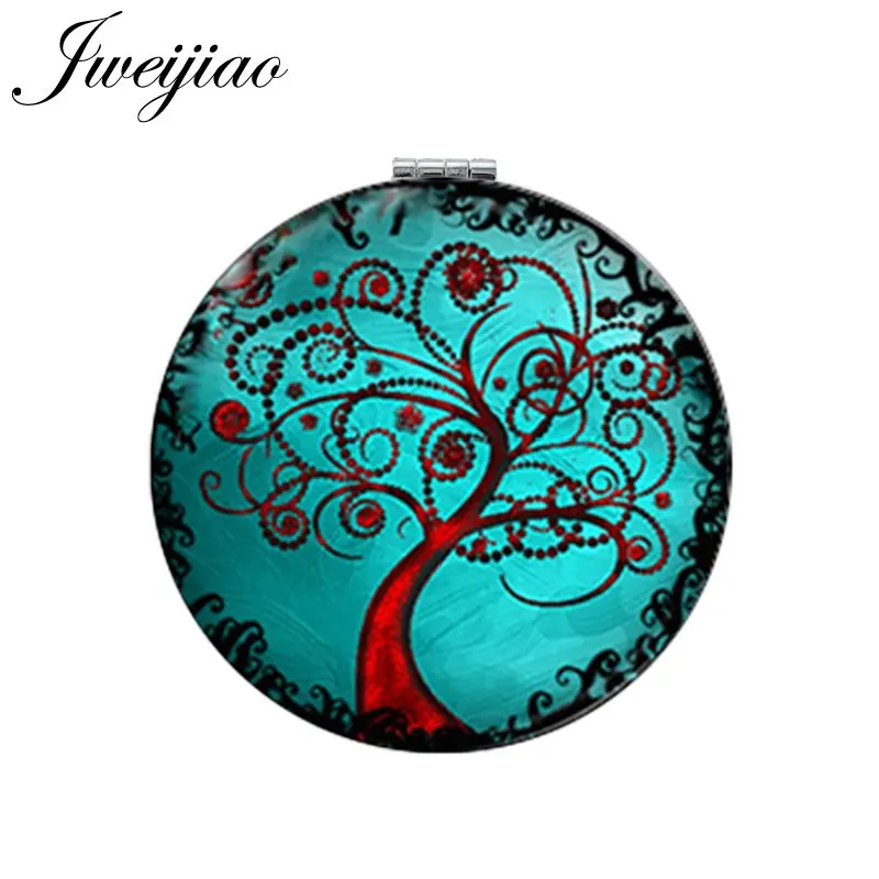 C207 JWEIJIAO Gree Life Tree золотой лист круглое зеркало для макияжа Мини складное компактное карманное зеркало портативное 1X/2X увеличительное - Цвет: C207