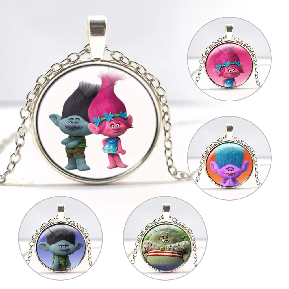 Металлическая подвеска в виде троллей из фильма ожерелье с цепочкой Серебряное