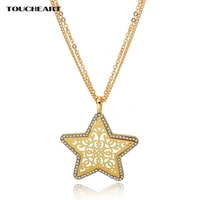 toucheart gold star long stainless steel pendants necklaces for women crystal love ethnic jewelry statement necklace sne150884