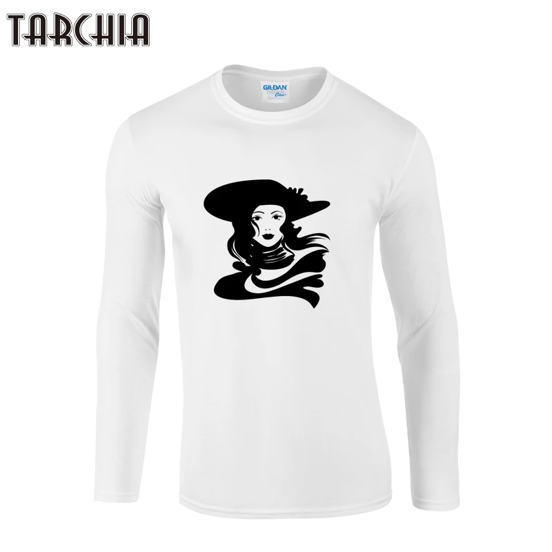 Футболка TARCHIA мужская с длинным рукавом модная тенниска из хлопка красивым