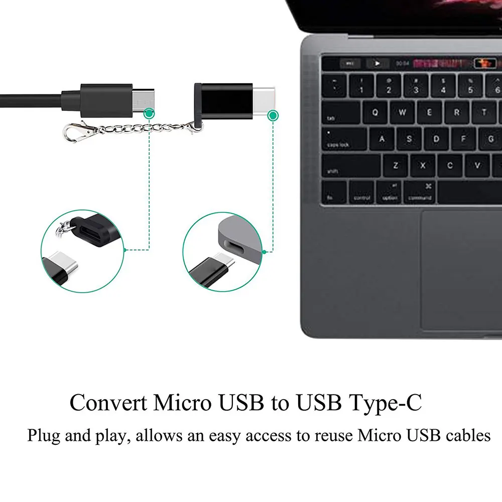 Ascromy 4 шт. type C для mi cro USB Конвертация Соединительный брелок для Xiaomi mi 8 lite mi 8 mi x 3 One Plus 6 T Oneplus 6 type-C адаптер