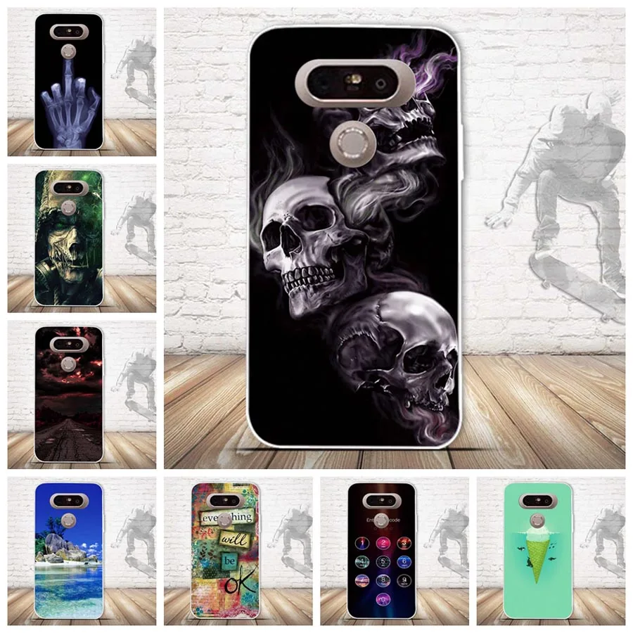 Мягкий чехол из ТПУ для Coque LG G5 силиконовый с рисунком черепа задняя крышка Funda H830