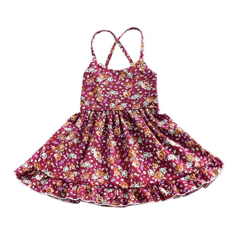 Flower Girls Summer Dress Princess Sleeveless Costume Baby Ruffles Sling Dresses Toddler Backless Vestidos Sun Clothing | Детская одежда