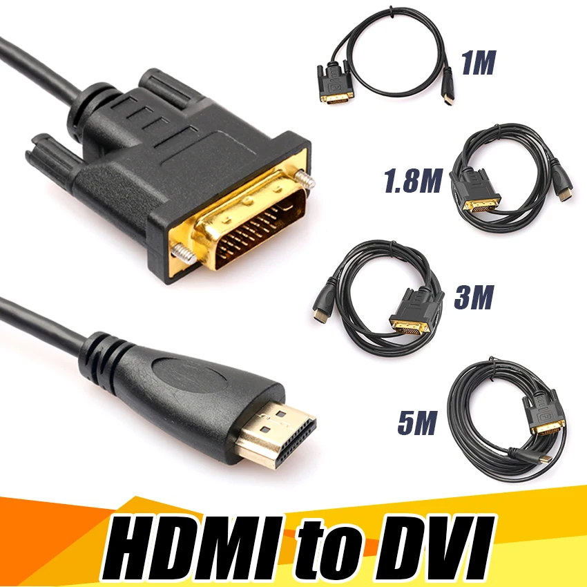 100 шт./лот HDMI к DVI папа 24 + 1 DVI-D Мужской адаптер видео кабель золото 1080P для HDTV DVD
