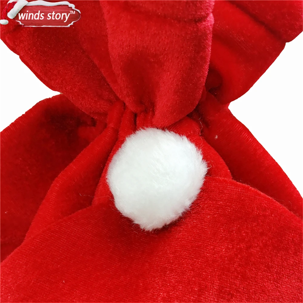 Большой вышитый персональный Рождественский мешок Санты подарок на шнурке