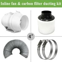 4" Inline duct Fan ducted ventilator& Carbon Air Filter&Ducting for Complete Grow Tent Kits Plant Growing 100mm