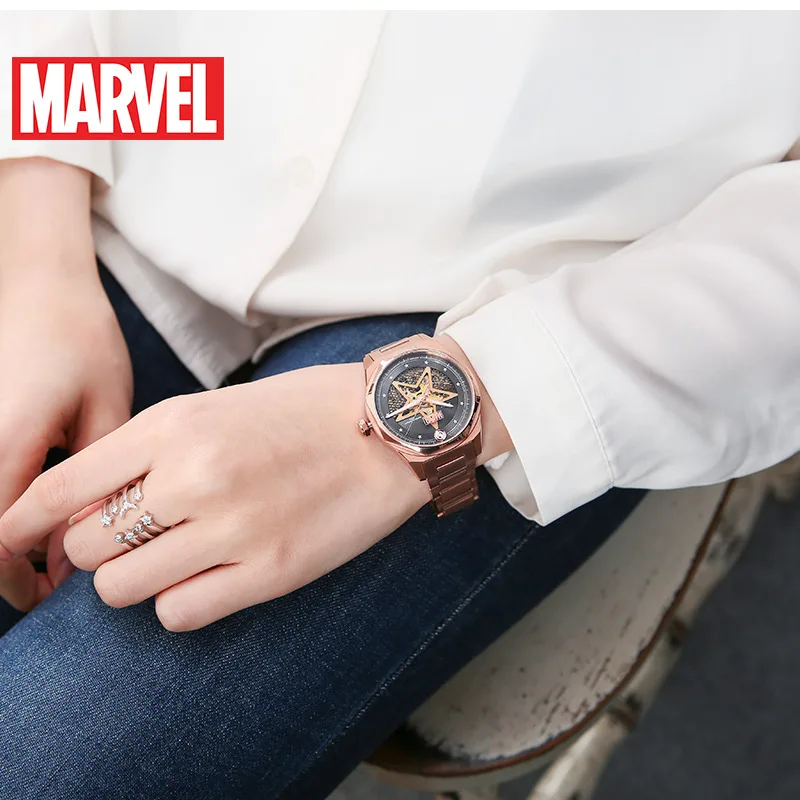 Часы MARVEL мужские механические с отверстиями из нержавеющей стали модные Круглые