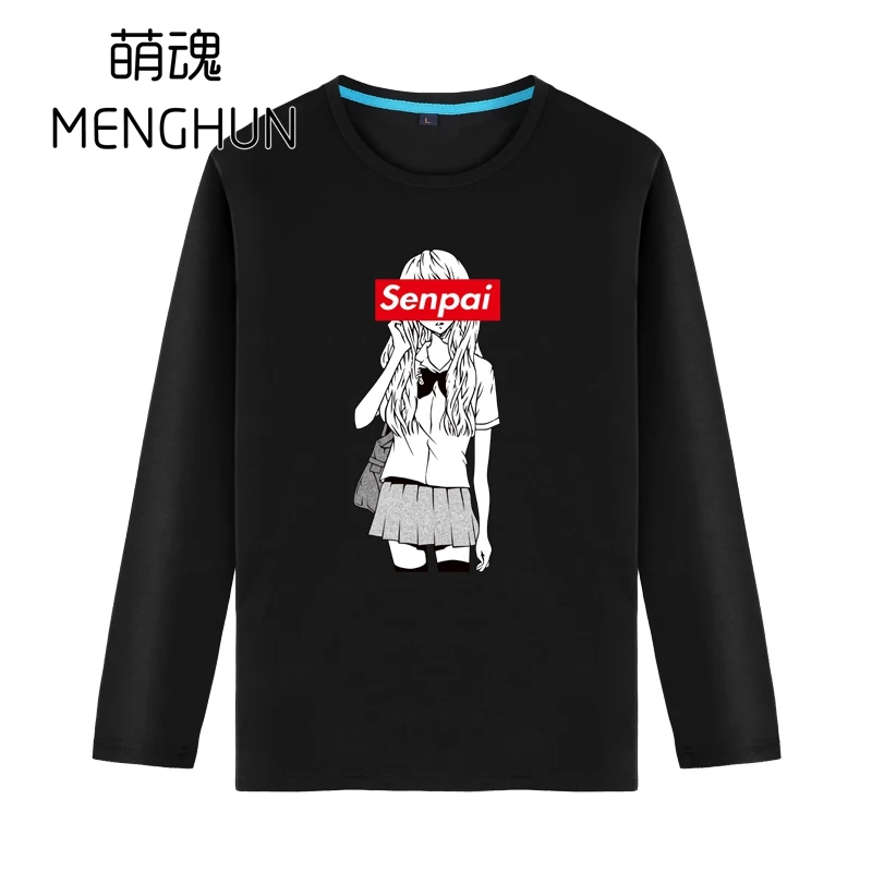 Милые японские Мультяшные JK manga girl Senpai аниме charater хлопковые футболки с длинными