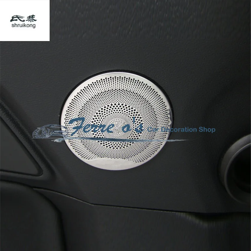 2PCS/Lot Stainless Steel Car Sticker Door Speaker Stereo Decoration Cover Sequins for 2015 2016 Ford Mustang Accessories | Автомобили и