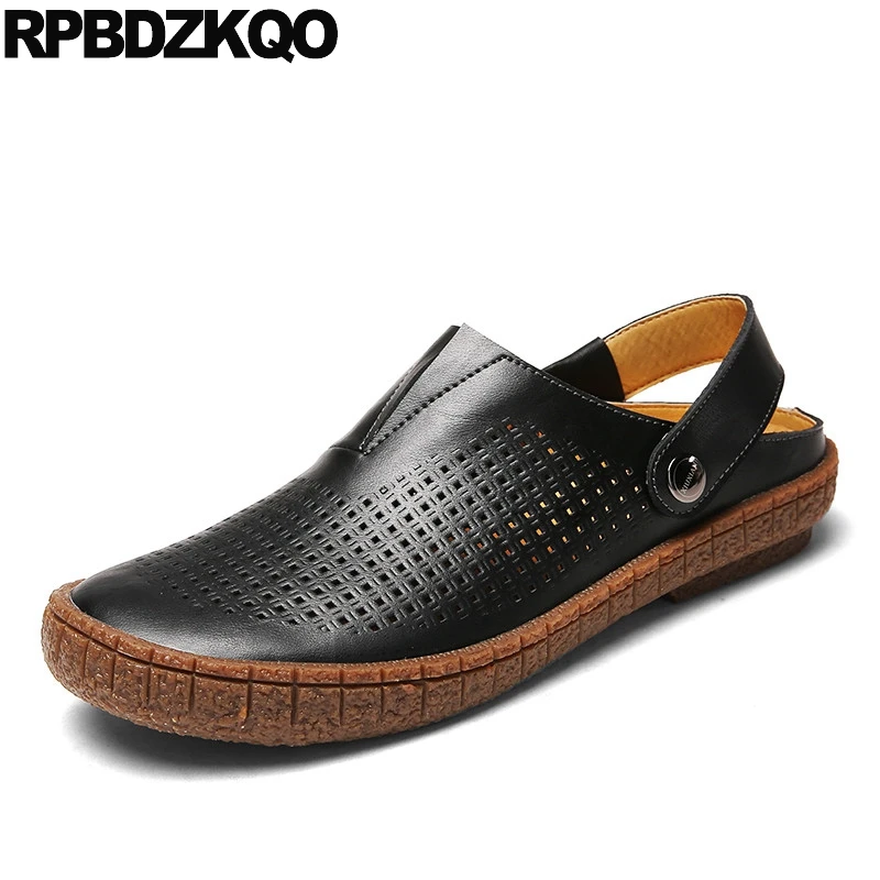 

Outdoor Slippers 2021 Strap Black Mules Nice Brown Shoes Native Water Men Sandals Leather Summer Closed Toe Breathable Slides