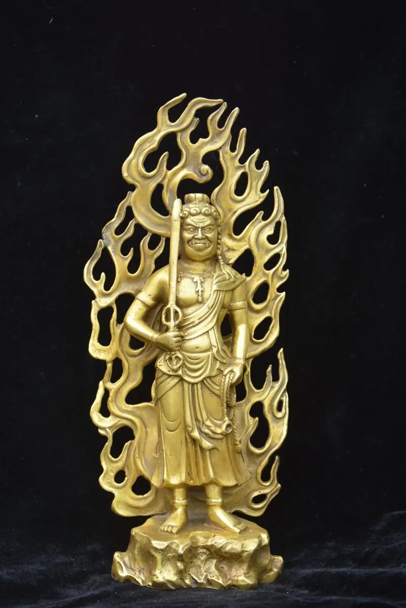 

Статуя/скульптура старой династии Цин-медный Тибетский бог солнца Будда, резные украшения, ручная работа, коллекция и украшение