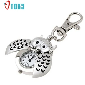 Новое поступление, карманные мини-часы Fob с металлическим кольцом для ключей, аналоговые часы с двойным открытием из кварцевого сплава, Серебристые часы для женщин и мужчин