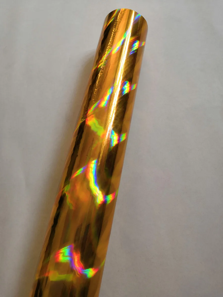 Holographic foil gold color rainbow pattern A17 hot stamping on paper and plastic 64cm x 120m
