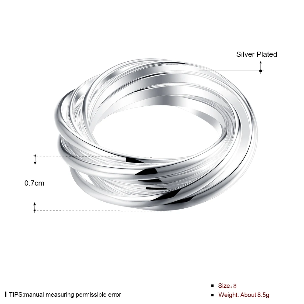 Женское серебряное кольцо SMTR007 изящное Ювелирное в виде девяти колец подарочное