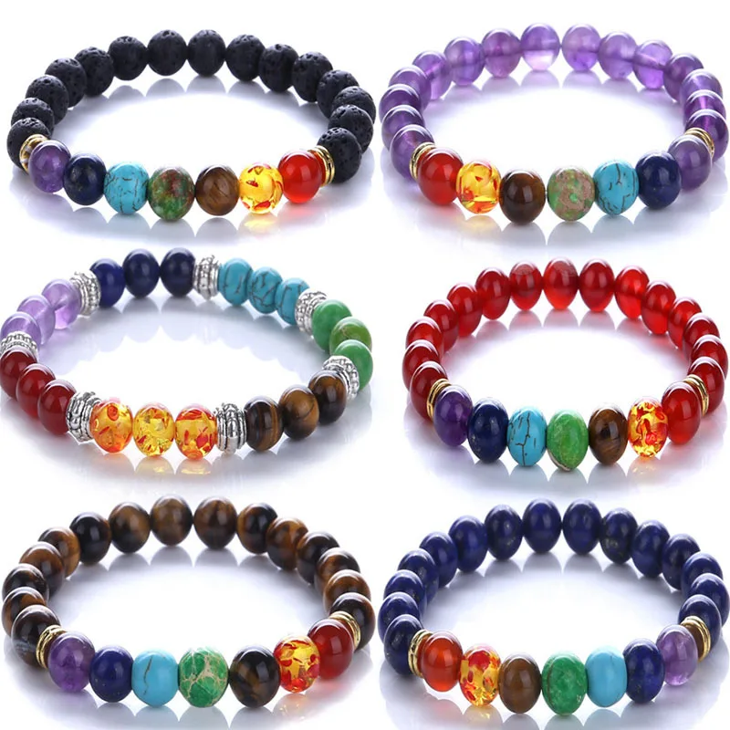 Buddha bless lose weight Chakra bracelet Black Lava healing balance beads Reiki stone prayer Natural for women | Украшения и