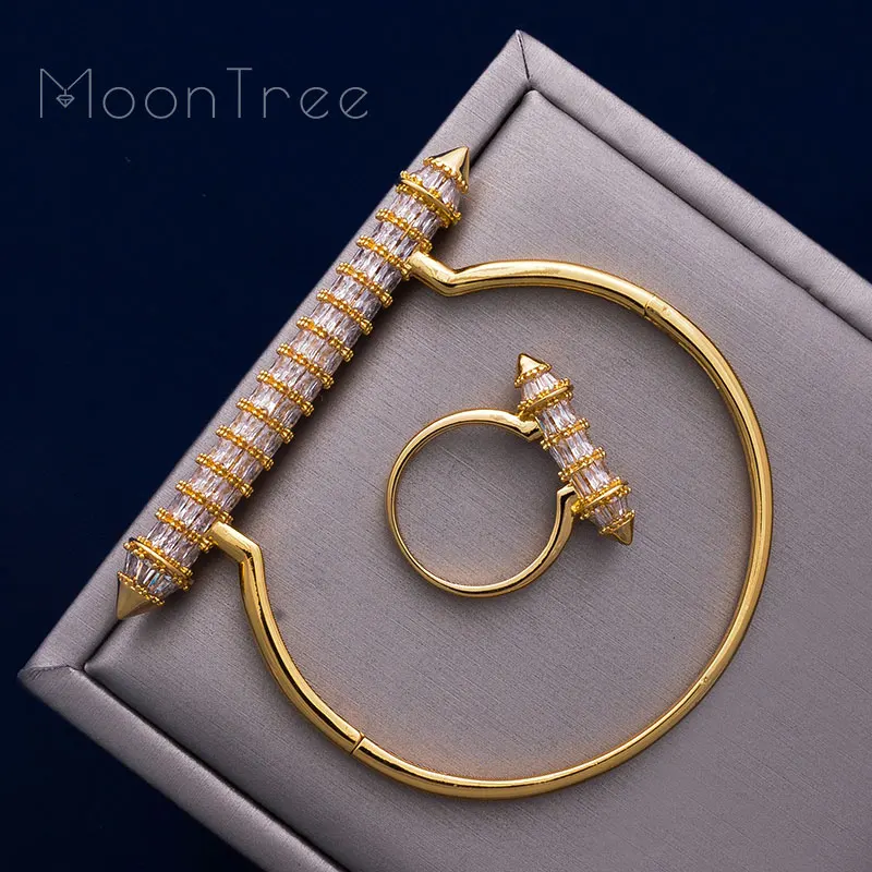 Новое поступление роскошный набор колец MoonTree в форме ногтей с кубическим