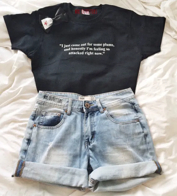 OKOUFEN KPOP tumblr, модная футболка унисекс, футболка с надписью «I just exped for some plums», уличная одежда с круглым вырезом, крутые футболки с буквенным принтом