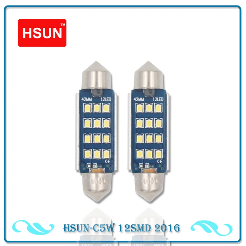 

HSUN 2PCS Signal Lamp 6000K C5W led C10W Bulb Car Interior light Festoon 36mm 39mm 41mm SMD Reading Dome Lamp 12V