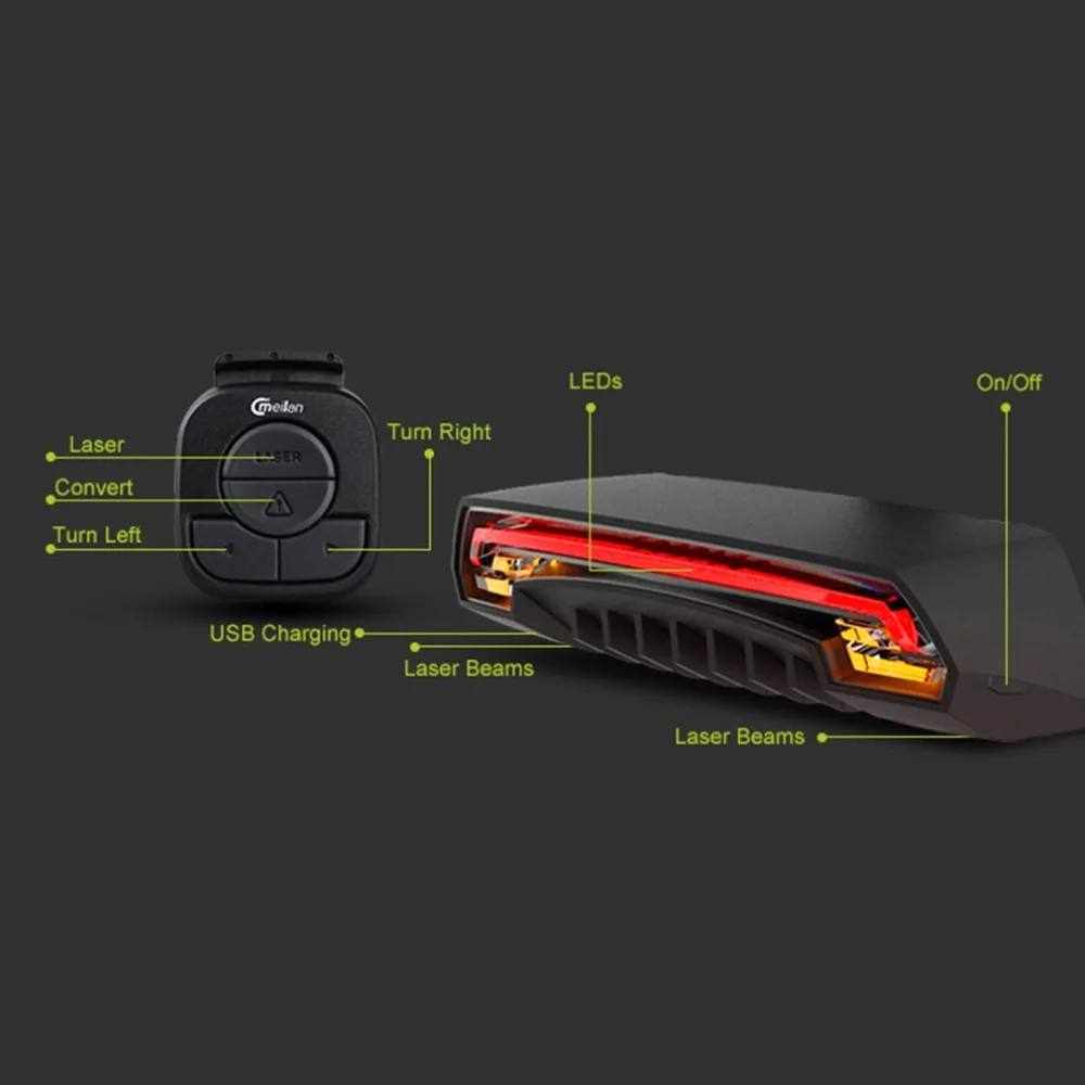 Meilan X5 Беспроводной велосипедный задний Фонарь лазер фонарь Smart USB Перезаряжаемые