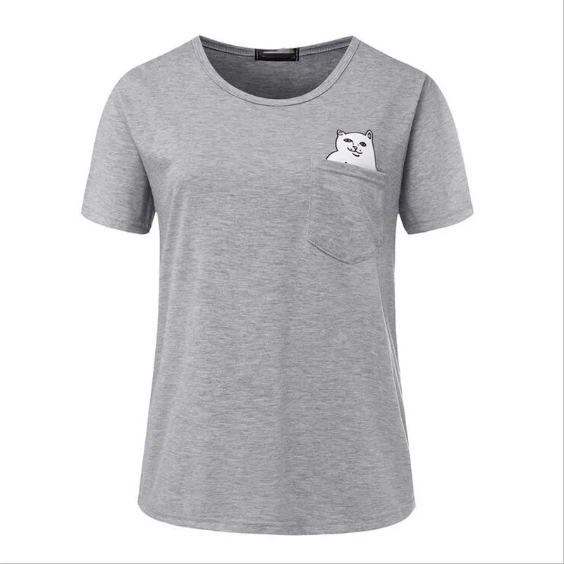 Женская футболка летняя стильная повседневная с кошкой|tees polo|tee shirt printing equipmenttee