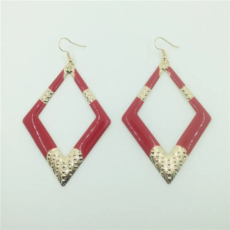 Yiwu Ethnic Big Red Earrings Geometric Metal Women Iron Alloy Blue Black Earring For Best Gift | Украшения и аксессуары