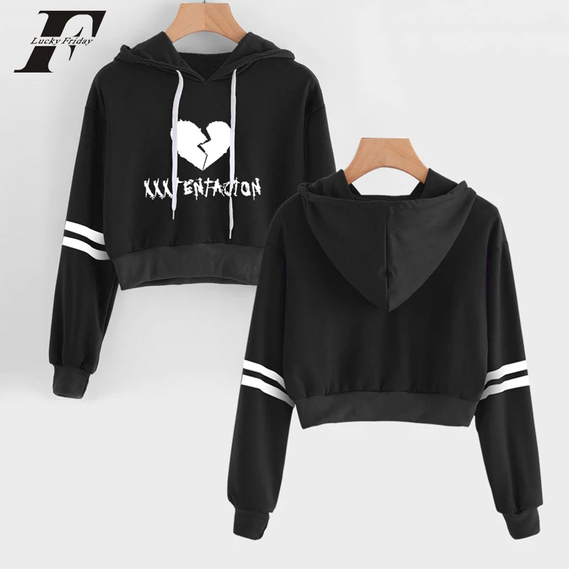Женские толстовки с капюшоном XXXTentacion хлопковый укороченный топ длинным рукавом