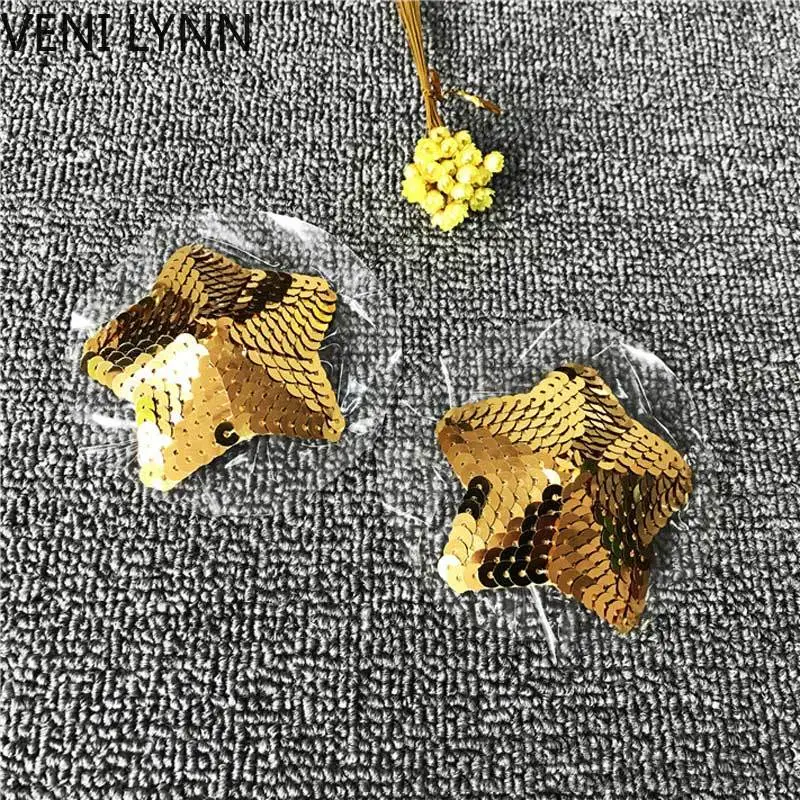 VENI LYNN с блестками пятиугольные наклейки на грудь черный/красный/Золотой