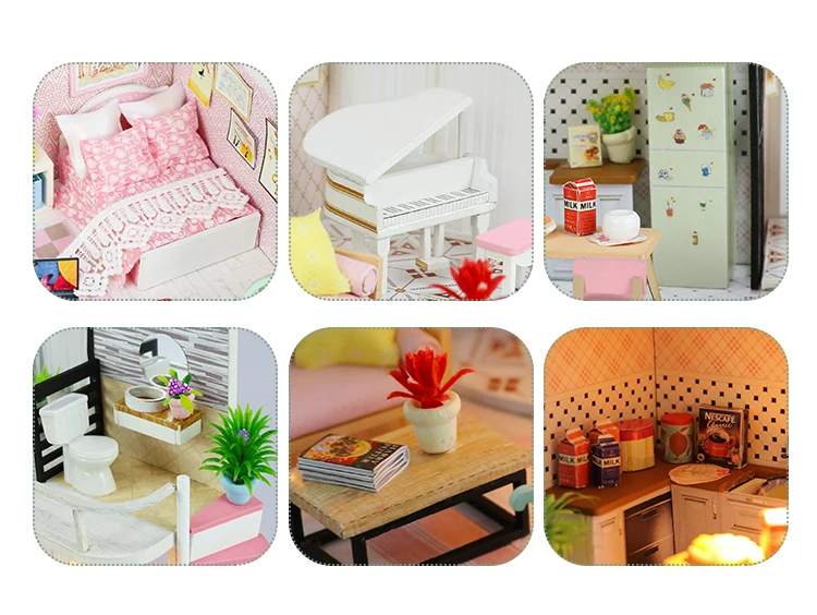 CUTEBEE DIY Кукольный дом деревянные кукольные домики миниатюрный кукольный домик мебель набор игрушек для детей Рождественский подарок M038
