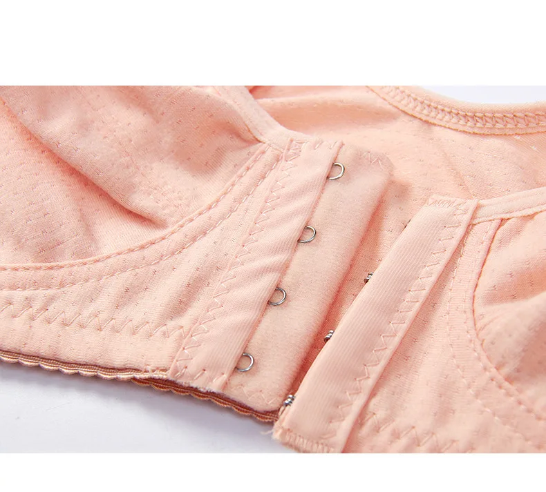 OMHXZJ Wholesale Fashion Middle Age Women Grandmother Gift Wireless Front Closure Seamless Cotton Thin Comfortable Vest Bra NY30